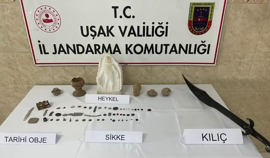 Uşak’ta Tarihi Eser Operasyonu  Çok Sayıda Obje Ele Geçirildi
