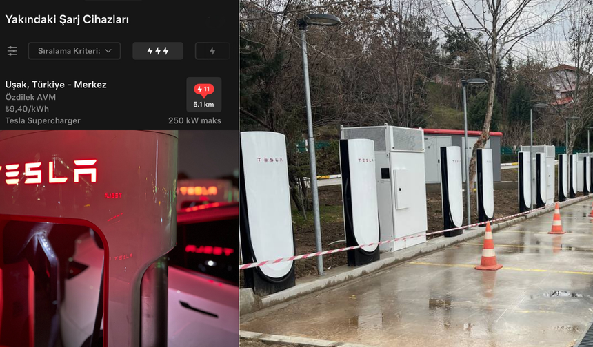 Uşak’ta Tesla Şarj İstasyonu Hizmete Girdi