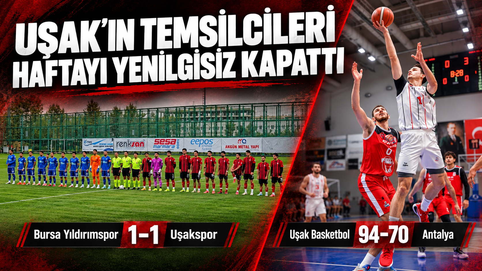 Uşak’ın profesyonel liglerdeki temsilcileri haftayı yenilgisiz kapattı